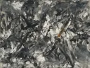 Lagen Zwaai in diep houtskool, action painting schilderij, lagen (sweep)