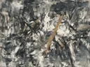 Lagen Zwaai in houtskool, action painting schilderij, lagen (sweep)