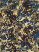 Action painting schilderij, lagen (sweep) in royal blauw