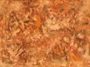 Action painting schilderij, lagen (sweep) in terracotta
