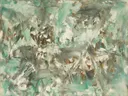 Action painting schilderij, lagen (sweep) in zeegroen