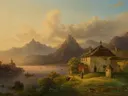Landschap met een bergmeer van Edmund Mahlknecht: landschap