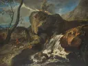 Landschap met een overval van Anton Faistenberger: landschap