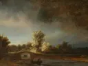 Landschapsschilderij 'Landschap met Stenen Brug' naar Rembrandt van Rijn