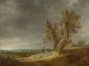 Landschapsschilderij 'Landschap met Twee Eiken' naar Jan van Goyen