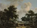 Landschapsschilderij 'Landschap met Vrolijk Gezelschap' naar Meindert Hobbema