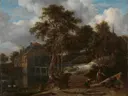 Landschapsschilderij 'Landschap met Watermolen' naar Jacob van Ruisdael