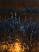 Lavendel in de weide in leisteen, schilderij van lavendel