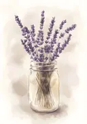 Aquarel van lavendel in een glazen pot