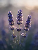 Fotografie van lavendel in het gouden uur, diep paarsblauw