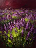 Lavendel in het landschap in limoen, schilderij van lavendel