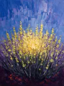 Lavendel onder de hemel in citroen, schilderij van lavendel van dichtbij