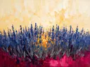 Lavendel onder de hemel in kobaltmagenta, schilderij van lavendel onder de hemel