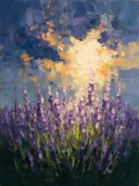 Lavendel onder een storm in limoen, schilderij van lavendel
