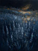 Lavendel op de helling in leisteen, schilderij van lavendel