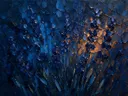 Lavendel van dichtbij in inktblauw, schilderij van lavendel van dichtbij