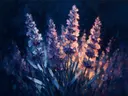 Lavendel van dichtbij in koraal, schilderij van lavendel aan de oever