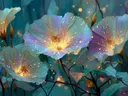 Schilderij van lavendelkleurige bloesems met een gouden kern