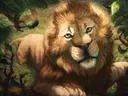 Leeuw liggend in jungle
