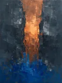 Abstract landschap in leisteen en kopergloed