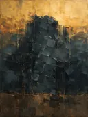 Abstract landschap in leisteen en oker