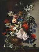 Lelies, fresia's en andere bloemen, Toegeschreven aan Paolo Porpora: stilleven met bloemen
