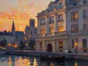 Leuven, straat in avondlicht, schilderij van Leuven