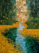 Lichte opening aan het eind van het water, landschap schilderij