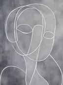 Abstract lijnportret op grijze achtergrond