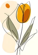 Lijntekening van een oranje tulp