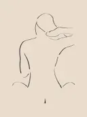 Minimalistisch lijntekening schilderij van een figuur van achteren