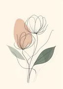Lijntekening van tulpen met pastel accenten
