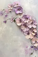 Lila bloementak in reliëf, botanisch schilderij