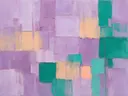Abstract schilderij met het paletmes in lila en jade