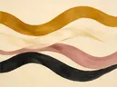 Lintvormen in de stijl Organic Geometry, in warm oker, zachte crème en verstoft roze, met een diepzwart accent