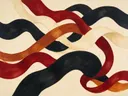 Lintvormen in de stijl Organic Geometry, in diep rood, roestoranje en romige crème, met diepzwart