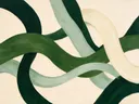 Lintvormen in de stijl Organic Geometry, in bosgroen, mos en bleek celadon, met een zacht crèmewit accent