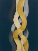 Lintvormen in de stijl Organic Geometry, in grafiet, zilvergrijs en bleek been, met een mosterdgeel accent