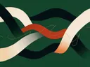 Lintvormen in de stijl Organic Geometry, in inktzwart en beenderwit, met één baan vermiljoen