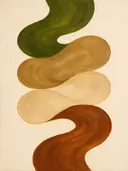 Lintvormen in de stijl Organic Geometry, in olijfgroen, kaki en bleek zand, met een gebrande sienna als accent