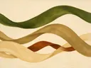 Lintvormen in de stijl Organic Geometry, in olijfgroen, kaki en bleek zand, met een gebrande sienna als accent