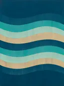 Lintvormen in de stijl Organic Geometry, in diep zeeblauw, turkoois en bleek aqua, met warm zand