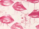 Collage van felroze lipafdrukken in halftone stijl