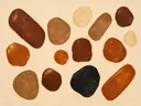 Losse kiezelstenen in de stijl Organic Geometry, in terracotta, roestoranje en romige crème, met een diepzwart accent