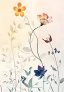 Aquarel schilderij van losse wilde bloemen