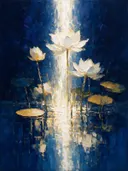 Lotus aan de oever in ivoor, schilderij van lotus aan de oever