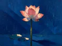 Lotus in koraal, schilderij van lotus op de helling