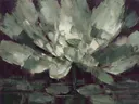 Lotus van dichtbij in saliegrijs, schilderij van lotus van dichtbij