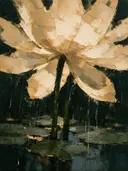 Lotus van dichtbij in zandduin, schilderij van lotus van dichtbij