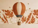 Schilderij van luchtballon in roest en crème